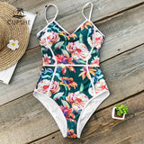CUPSHE Tropical Floral Print V-neck One-piece Swimsuit