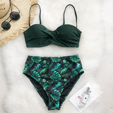 CUPSHE Green Print Bikini Set