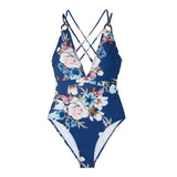 CUPSHE Blue Floral Strappy One-Piece Swimsuit